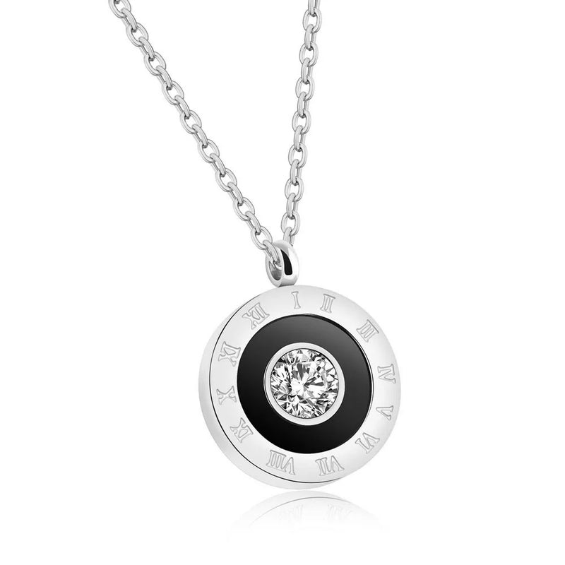 Roman Numeral Pendant Necklace Stainless Steel Chain N19106