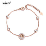 CZ Crystal Tree Charm Bracelet Stainless Steel Bohemia B19060