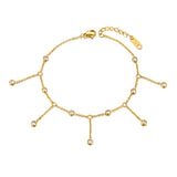 Stainless Steel CZ Crystal Chain Link Anklets