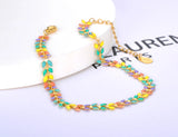 Geometric Arrow Charm Anklets Stainless Steel Colorful Dripping Glaze A22009