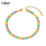 Geometric Arrow Charm Anklets Stainless Steel Colorful Dripping Glaze A22009