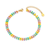 Geometric Arrow Charm Anklets Stainless Steel Colorful Dripping Glaze A22009