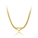 Hollow Heart Charm Bracelet Stainless Steel Twisted Singapore Chain B22118