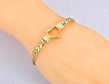 Hollow Heart Charm Bracelet Stainless Steel Twisted Singapore Chain B22118