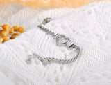 Hollow Heart Charm Bracelet Stainless Steel Twisted Singapore Chain B22118
