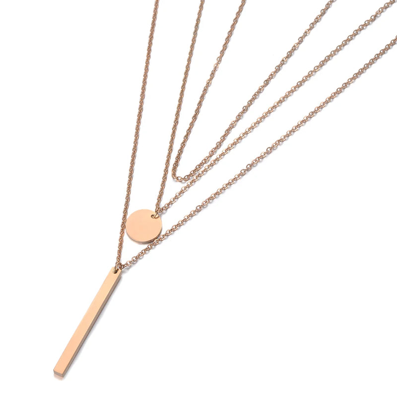 Geometric Small Round Stainless Steel Choker Necklace for Women