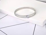 Crystal Wedding Bangle Stainless Steel Oval CZ Bracelet