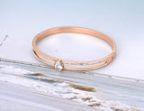 Crystal Wedding Bangle Stainless Steel Oval CZ Bracelet