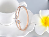 Rhinestone & Shell Moon Star Bangles Jewelry Women Stainless Steel B19001