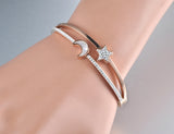 Rhinestone & Shell Moon Star Bangles Jewelry Women Stainless Steel B19001