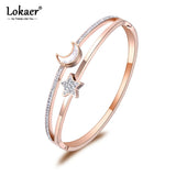 Rhinestone & Shell Moon Star Bangles Jewelry Women Stainless Steel B19001