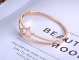 Rhinestone & Shell Moon Star Bangles Jewelry Women Stainless Steel B19001
