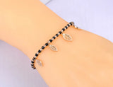 Bohemia Leaves Plant Charm Bracelet Stainless Steel Crystal Chain B21119