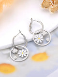 Enamel Flower Hoop Earrings Waterproof Party Jewelry