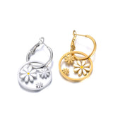 Enamel Flower Hoop Earrings Waterproof Party Jewelry