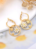 Enamel Flower Hoop Earrings Waterproof Party Jewelry