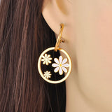 Enamel Flower Hoop Earrings Waterproof Party Jewelry