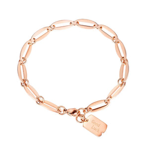 Good Luck Tag Charm Stainless Steel Bracelet