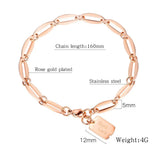 Good Luck Tag Charm Stainless Steel Bracelet