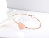 Stainless Steel Heart Charm Bracelet Wedding Bangle