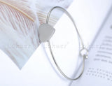 Stainless Steel Heart Charm Bracelet Wedding Bangle