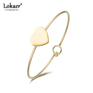 Stainless Steel Heart Charm Bracelet Wedding Bangle