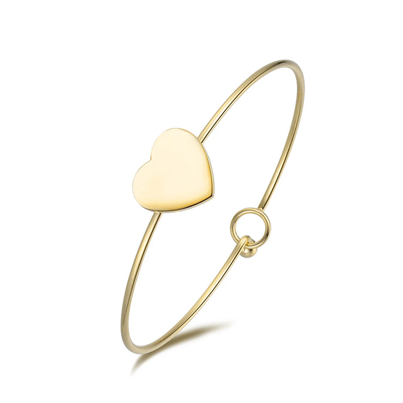 Stainless Steel Heart Charm Bracelet Wedding Bangle