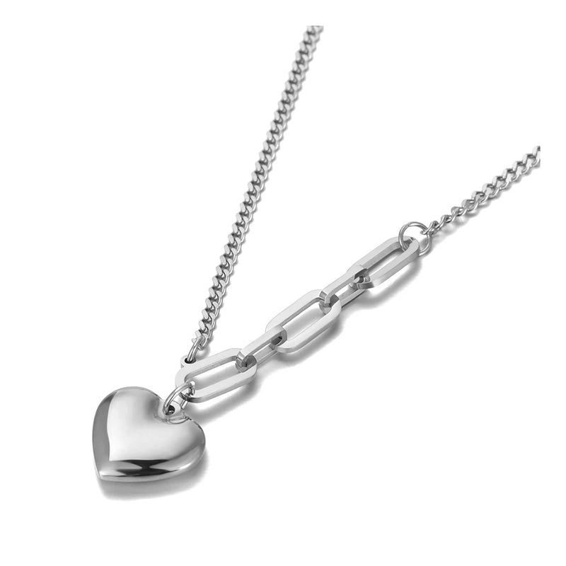 Heart Charm Pendant Necklace Stainless Steel Bohemia Choker N20133
