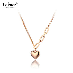 Heart Charm Pendant Necklace Stainless Steel Bohemia Choker N20133