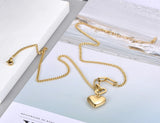 Heart Charm Pendant Necklace Stainless Steel Bohemia Choker N20133
