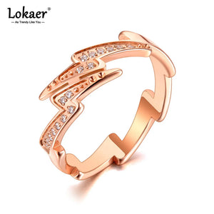 Titanium Stainless Steel Lightning CZ Crystal Wedding Ring R21018