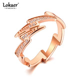 Titanium Stainless Steel Lightning CZ Crystal Wedding Ring R21018