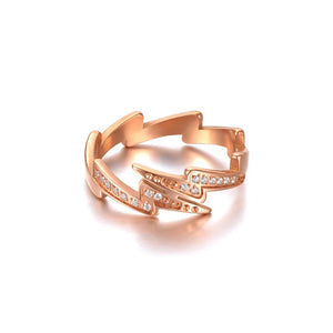 Titanium Stainless Steel Lightning CZ Crystal Wedding Ring R21018