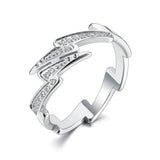 Titanium Stainless Steel Lightning CZ Crystal Wedding Ring R21018