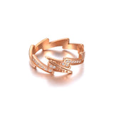 Titanium Stainless Steel Lightning CZ Crystal Wedding Ring R21018