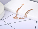 Titanium Steel Double Layer Chain Bracelet Heart Charm for Women
