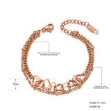 Titanium Steel Double Layer Chain Bracelet Heart Charm for Women
