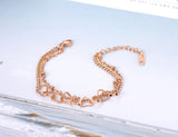 Titanium Steel Double Layer Chain Bracelet Heart Charm for Women