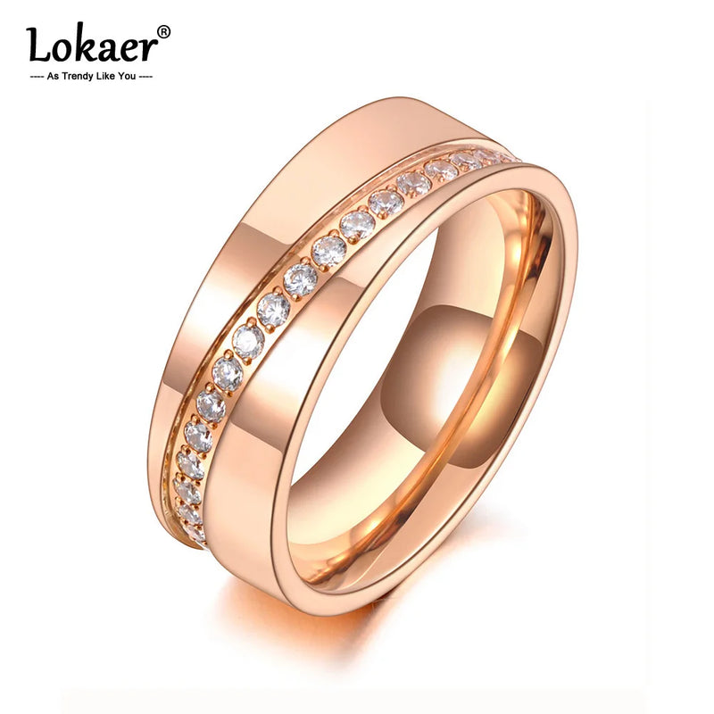 Titanium Steel Rhinestone Wedding Ring For Women R20034