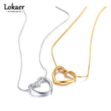 Twist Heart Pendant Necklace For Women Girls 18K Plated Stainless Steel