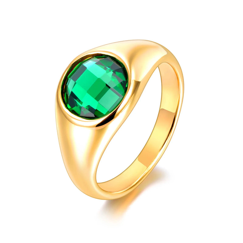 Green Cubic Zirconia Bridal Wedding Ring 18K Plated Crystal R22020