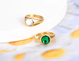 Green Cubic Zirconia Bridal Wedding Ring 18K Plated Crystal R22020