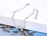 Goth Love Heart Charm Anklets 18K Plated Stainless Steel CZ Crystal Foot Jewelry