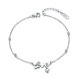 Goth Love Heart Charm Anklets 18K Plated Stainless Steel CZ Crystal Foot Jewelry