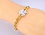 Goth Rhinestone Flower Charm Bracelet Vintage Jewelry Chain Link B23041
