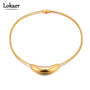 Stainless Steel Geometric Choker 18K Plated Necklace for Women