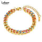 8mm Titanium Steel Drop Glaze Bracelet for Women Men