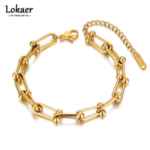 Hiphop/Rock Geometry Charm Bracelet Women Chain Link B21118
