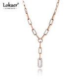 Hiphop/Rock Stainless Steel Clay Crystal Necklace For Women N19163