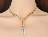 Hiphop/Rock Stainless Steel Clay Crystal Necklace For Women N19163